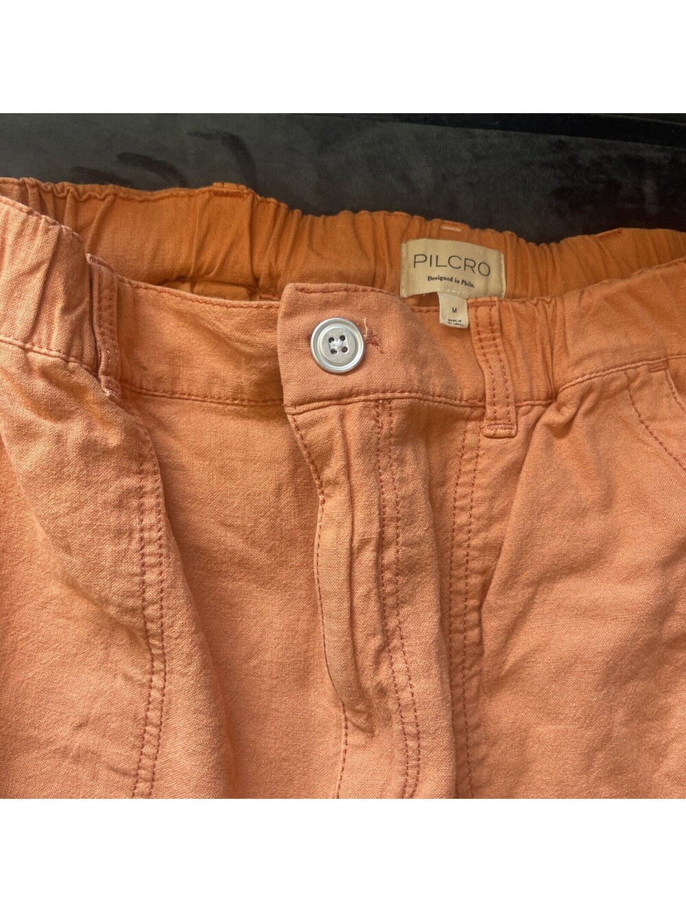 Pilcro Orange Wide-Leg Linen Pants - Picture 4 of 15